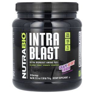 NutraBio Labs, Intra Blast, аминокислотное топливо для приема во время тренировки, измельчение виноградных ягод, 1,6 фунта (722 г) купить в Киеве и Украине