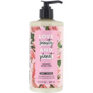 Лосьйон для тіла, з оліями мурумуру і трояндою, Delicious Glow, Love Beauty and Planet, 400 мл (13,5 рі. Унції)