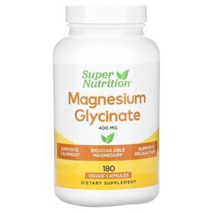 Super Nutrition, Magnesium Glycinate, 400 mg, 180 Veggie Capsules (133 mg Per Capsule) купить в Киеве и Украине