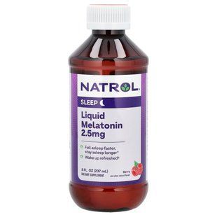 Жидкий мелатонин, сон, ягодный натуральный ароматизатор, Natrol, 2,5 мг, 237 мл купить в Киеве и Украине