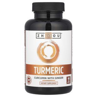 Куркума и имбирь Zhou Nutrition (Turmeric Curcumin with Ginger) 550 мг/46.66 мг 90 капсул купить в Киеве и Украине