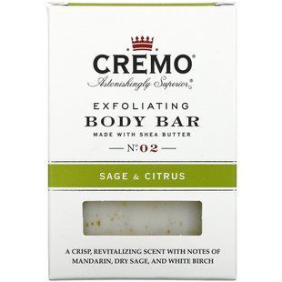 Cremo, Отшелушивающий батончик для тела, N. 02 шалфей и цитрусовые, 6 унций (170 г) купить в Киеве и Украине