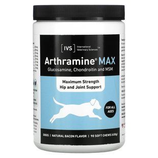 International Veterinary Sciences, Arthramine Max, максимальная сила поддержки тазобедренных суставов и суставов, собаки, бекон, 90 мягких жевательных таблеток купить в Киеве и Украине