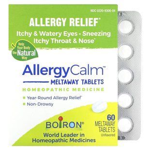 Boiron, AllergyCalm, Allergy Relief, для полегшення проявів алергії, без смакових добавок, 60 таблеток Meltaway