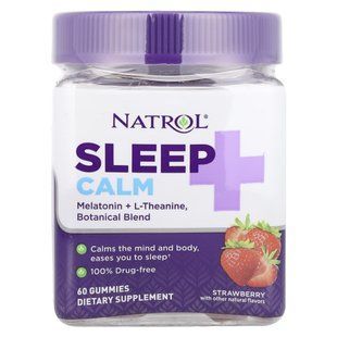 Вітаміни для сну та спокою полуниці Natrol (Sleep + Calm) 60 жувальних таблеток