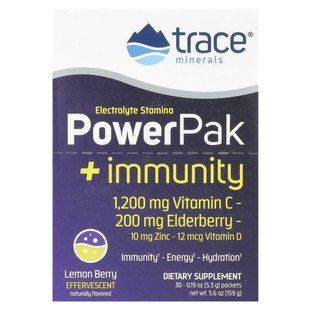 Электролиты + Иммунная поддержка Trace&nbsp;Minerals (Power&nbsp;Pak Immunity Lemon Berry) Лимон Ягоды 30 саше купить в Киеве и Украине