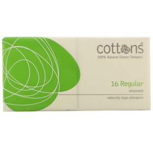 100% натуральные хлопковые тампоны, обычные, без запаха, 100% Natural Cotton Tampons, Regular, Unscented, Cottons Comforts, 16 тампонов купить в Киеве и Украине