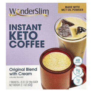 WonderSlim, Instant Keto Coffee, Original Blend With Cream, 7 Packets, (9 g) Each купить в Киеве и Украине