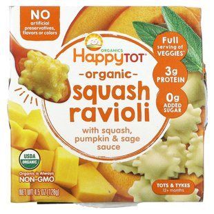 Organics Happy Tot, Love My Veggies Bowl, Кабачковые равиоли, Happy Family Organics, 4,5 унц. (128 г) купить в Киеве и Украине