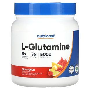 Nutricost, L-глютамін, фруктовий пунш, 500 г (17,9 унції)