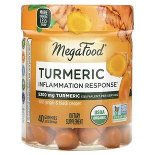 Куркума, реакция на воспаление, Turmeric, Inflammation Response, MegaFood, 40 жевательных конфет купить в Киеве и Украине