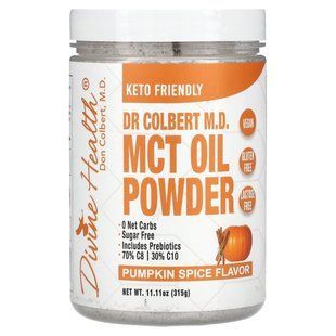 Кето-зона доктора Колберта, масляный порошок MCT, вкус специй с тыквой, Dr. Colbert's Keto Zone, MCT Oil Powder, Pumpkin Spice Flavor, Divine Health, 315 г купить в Киеве и Украине