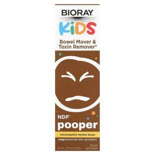 Bioray Inc, NDF Pooper, стимуляція роботи кишечника і виведення токсинів, для дітей, смак манго, 2 рідк унціі (60 мл)