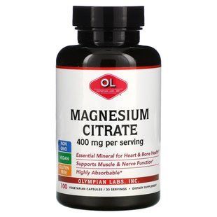 Цитрат магния Olympian Labs Inc. (Magnesium Citrate) 400 мг 100 капсул купить в Киеве и Украине
