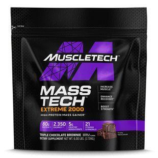 MuscleTech, Mass Tech Extreme 2000, Triple Chocolate Brownie, 6 lbs (2.72 kg)