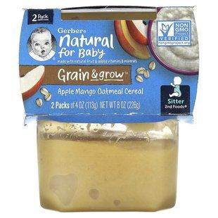 Gerber, Яблочно-манго с рисовыми хлопьями, натурщик, 2 упаковки, 4 унции (113 г) купить в Киеве и Украине