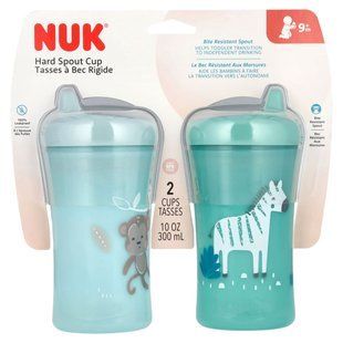 NUK, Hard Spout Cup, 9+ Months, Teal and Blue, 2 Cups, 10 oz (100 ml) Each купить в Киеве и Украине