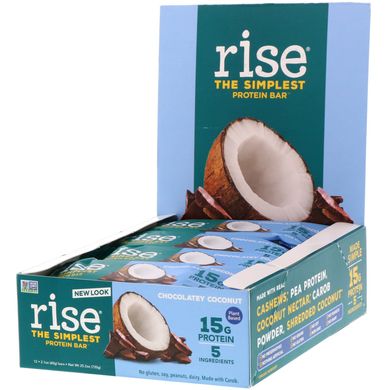 Протеїновий батончик, шоколад і кокос, Rise Bar, 12 батончиків, 2,1 унц (60 г) кожен