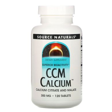Кальцій CCM, цитрат / малат кальцію, CCM Calcium Citrate / Malate, Source Naturals, 300 мг, 120 таблеток