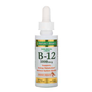 Подъязычная форма жидкого витамина B12 Nature's Bounty (Vitamin B12) 5000 мкг 59 мл купить в Киеве и Украине