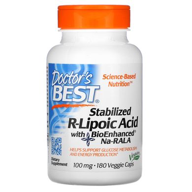 R-ліпоєва кислота Doctor's Best (R-Lipoic Acid) 100 мг 180 капсул