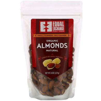 Органічний натуральний мигдаль, Organic Natural Almonds, Equal Exchange, 227 г