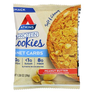 Atkins, Snack, Білкове печиво, арахісове масло, 4 печива, 1,38 унції (39 г) кожне