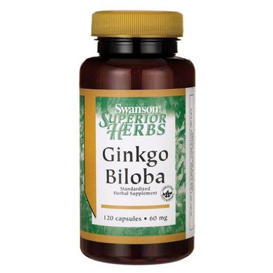 Гінкго білоба, Ginkgo Biloba (Standardized), Swanson, 60 мг, 120 капсул