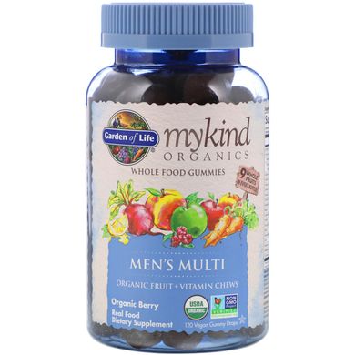 Мультивітаміни для чоловіків органік для веганів смак ягід Garden of Life (Men's Multi Mykind Organics) 120 жувальних цукерок