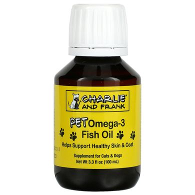 Риб'ячий жир, для кішок і собак, Pet Omega-3 Fish Oil, For Cats,Dogs, Charlie,Frank, 100 мл