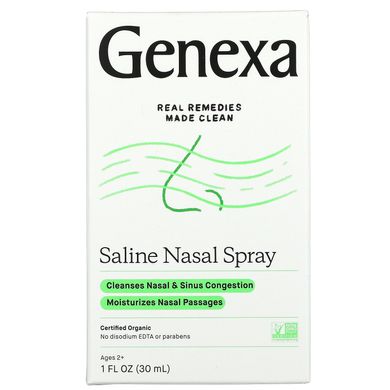 Органічний назальний спрей, Saline Care, Organic Nasal Spray, Genexa, 15 мл