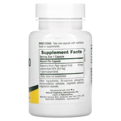 Биоперин 10, Nature's Plus, 90 вегетарианских капсул купить в Киеве и Украине