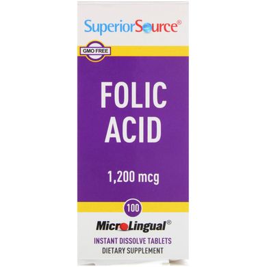 Фолієва кислота Superior Source (Folic Acid) 1200 мкг 100 таблеток