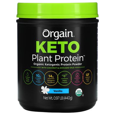 Orgain, Кето, порошок органического растительного белка, ваниль, 0,97 фунта (440 г) купить в Киеве и Украине