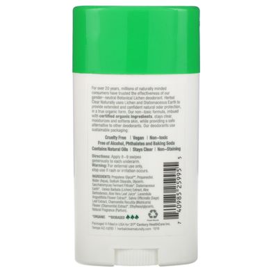 Натуральний дезодорант, алое фреш, Herbal Clear Naturally, 21st Century, 2,65 унції (75 г)