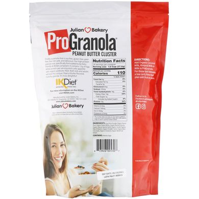 Гранола Pro, кластер арахісового масла, Julian Bakery, 1,16 фунта (526 г)