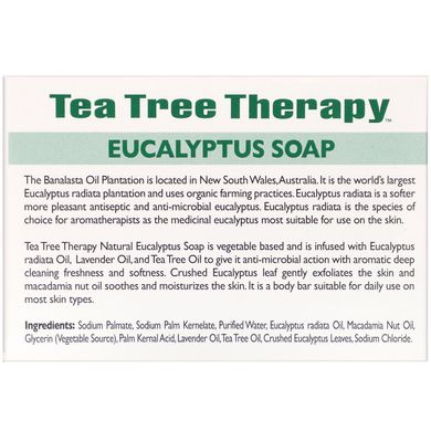 Евкаліптове мило, брусок, Tea Tree Therapy, 3,5 унції (99,2 г)
