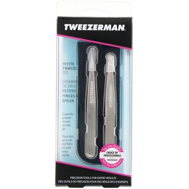 Пинцет Petite Tweeze Set с черным кожаным чехлом, Tweezerman, 1 комплект купить в Киеве и Украине
