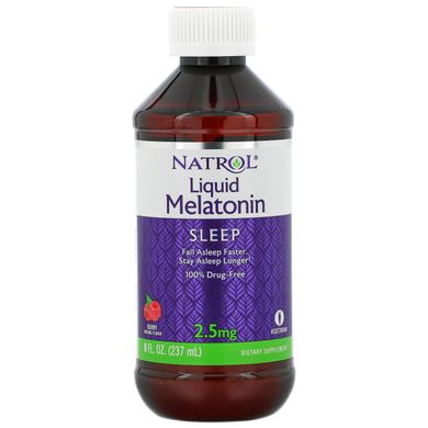 Рідкий мелатонін, сон, ягідний натуральний ароматизатор, Liquid Melatonin, Natrol, 2,5 мг, 237 мл