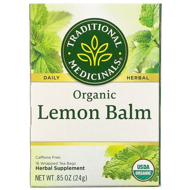Органічна меліса Traditional Medicinals (Organic Lemon Balm) 1500 мг 16 пакетиків
