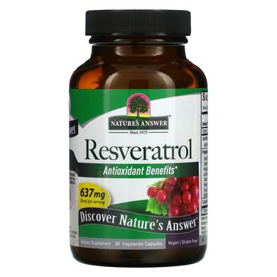 Ресвератрол, Resveratrol, Nature's Answer, 637 мг, 60 вегетарианских капсул купить в Киеве и Украине