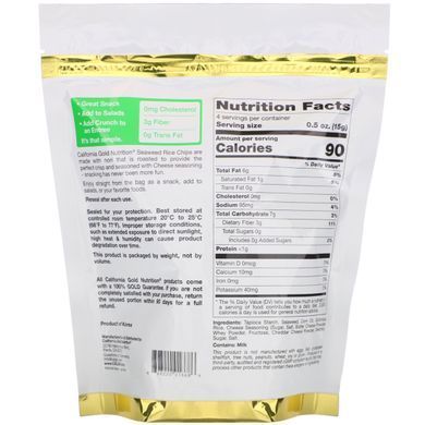 Rice Chips with Seaweed Cheese California Gold Nutrition 60 g