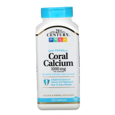 Кораловий кальцій, 21st Century, 1000 мг, 120 капсул