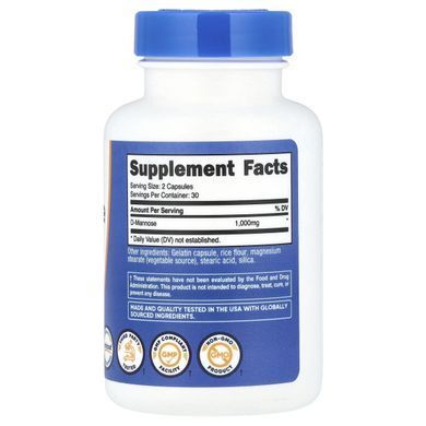 Nutricost, D-Mannose, 60 Capsules (500 mg per Capsule) купить в Киеве и Украине