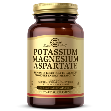 Калій та магній аспартат Solgar (Potassium Magnesium Aspartate) 90 рослинних капсул