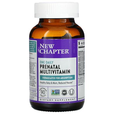 New Chapter, Пренатальні мультивітаміни One Daily, мультивітамінний комплекс для вагітних, 90 вегетаріанських таблеток