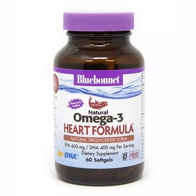 Омега-3 формула для серця Bluebonnet Nutrition, (Omega-3 Heart Formula) 60 желатинових капсул