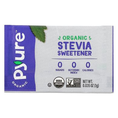 Стевія гранульований підсолоджувач в пакетиках органік Pyure (Stevia Sweetener) 80 пакетиків 80 г