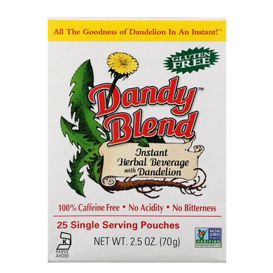 Розчинний трав'яний напій із кульбабою Dandy Blend (Instant Herbal Beverage With Dandelion Caffeine Free) 25 порційних пакетиків