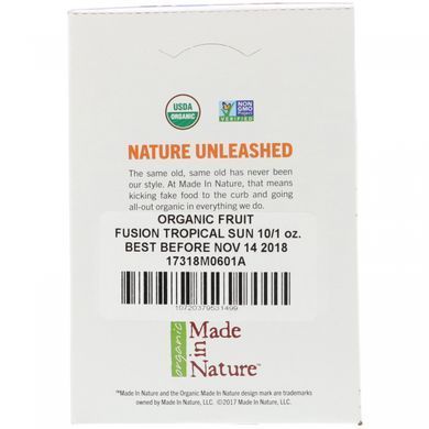 Поєднання органічних фруктів, суперснеки, тропічне сонце, Made in Nature, упаковка з 10 штук, 1 унц (28 г) кожен